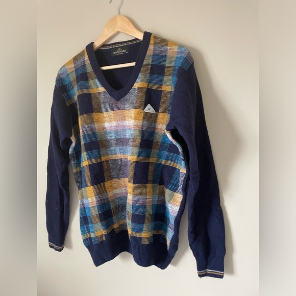 Vintage Monte Carlo Lambs wool plaid sweater NWOT size40 old money - Picture 5 of 5